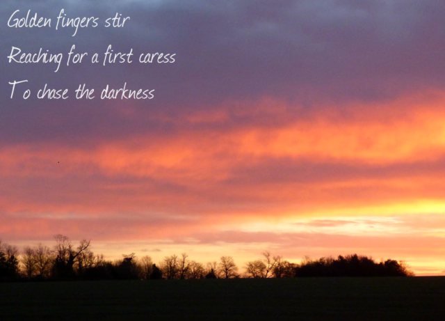 Golden fingers stirReaching for a first caress To chase the darkness