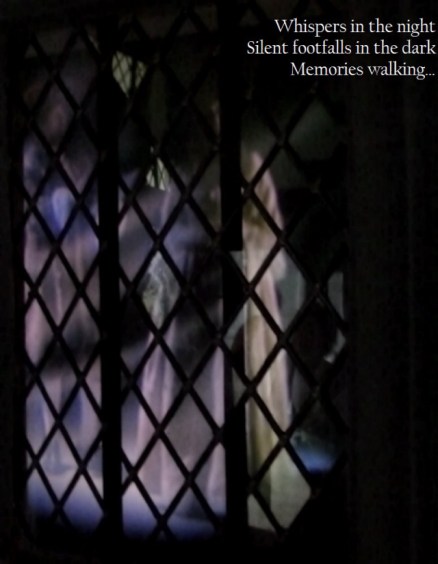 Whispers in the night             Silent footfalls in the dark                        Memories walking...