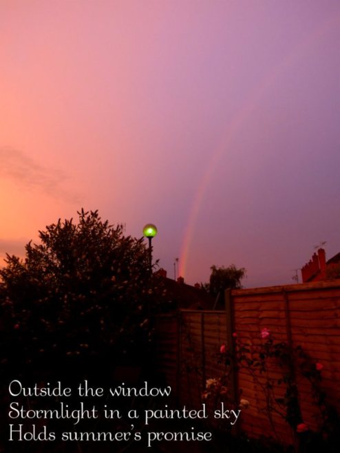 Outside the window Stormlight in a painted sky Holds summer's promise