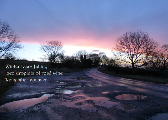 Winter tears falling Iced droplets of rosé wine Remember summer
