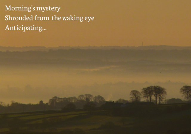 Morning's mystery Shrouded from  the waking eye Anticipating...